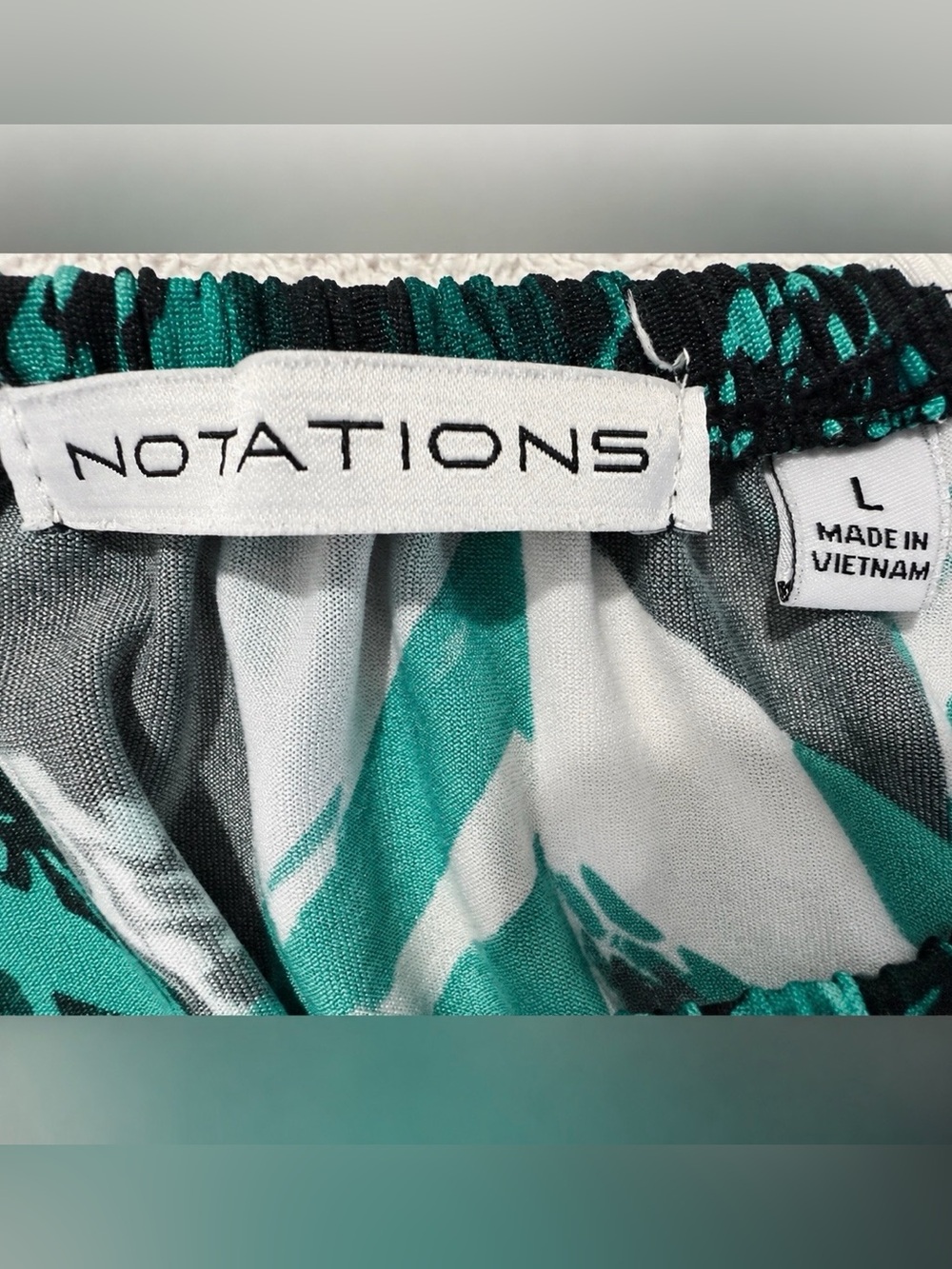 Notations Teal and Black Chevron Blouse | Convertible Sleeves - Picture 7 of 8